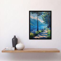 "Artery8 Lake District Acrylic Landscape Summer England Framed Art Print in Blue - Size: W12"" x H16""" - thumbnail 4