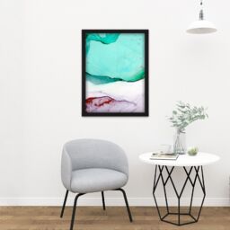 "Artery8 Wall Art Print Abstract Paint With Green Copper Large Large Framed Wall Décor Art in White - Size: W18"" x H24""" - thumbnail 2