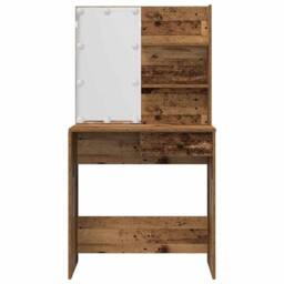 Berkfield Home Dressing Table Set with LED Old Wood Engineered Wood in Brown - thumbnail 6