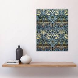 "Artery8 Peacock & Dragon Pattern Vintage Wall Art Print William Morris in Blue - Size: W18"" x H24""" - thumbnail 4