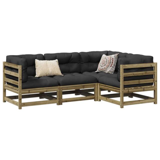 Berkfield Home 4 Piece Garden Sofa Set Impregnated Wood Pine in Brown - image 1