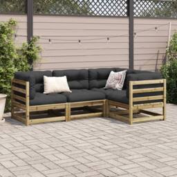 Berkfield Home 4 Piece Garden Sofa Set Impregnated Wood Pine in Brown - thumbnail 3