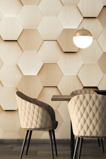 Origin Murals Metal Hexagons Wall Mural in Gold - Size: W300 cm x H240 cm - image 1