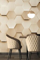 Origin Murals Metal Hexagons Wall Mural in Gold - Size: W300 cm x H240 cm - thumbnail 1