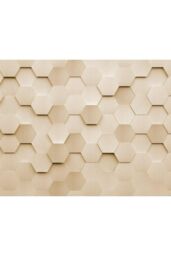 Origin Murals Metal Hexagons Wall Mural in Gold - Size: W300 cm x H240 cm - thumbnail 2