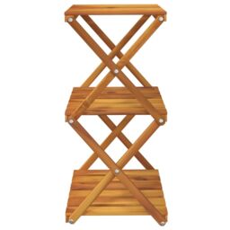 Berkfield Home 3-Tier Folding Shelf Brown 43x31x63 cm Solid Wood Acacia - Size: 43 x 31 x 63 cm - thumbnail 5