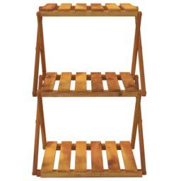 Berkfield Home 3-Tier Folding Shelf Brown 43x31x63 cm Solid Wood Acacia - Size: 43 x 31 x 63 cm - thumbnail 4