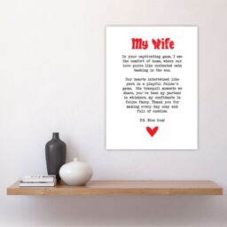 "Artery8 Love Poem Cat Lover Wife Romantic Poetry Fun Wall Art Print in White - Size: W24"" x H32""" - thumbnail 4