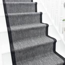 runrug Stair Runner Carpet - Durable, Non-Slip, 7mm - 'Gingham' in Dark Grey - Size: 80 cm x 690 cm - thumbnail 1