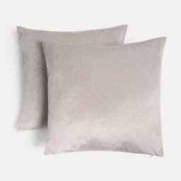 OHS 2 x Matte Velvet Cushion Covers Soft Plain Zip in Grey - Size: 45 cm x 45 cm - thumbnail 3