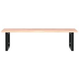 Berkfield Home Basin Shelf Wall Mounted Steel & Solid Wood Oak in Light Oak - thumbnail 4