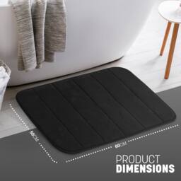 Keplin Memory Foam Bath Mat, Ultra-Soft, Highly Absorbent, Non-Slip, 50x60cm in Black - Size: 50 cm x 50 cm - thumbnail 2