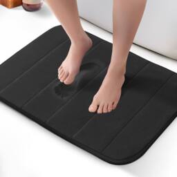 Keplin Memory Foam Bath Mat, Ultra-Soft, Highly Absorbent, Non-Slip, 50x60cm in Black - Size: 50 cm x 50 cm - thumbnail 1