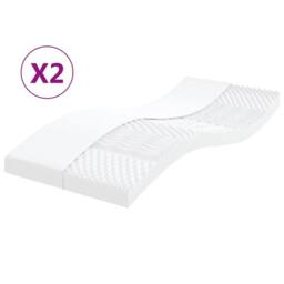 Berkfield Home Soft Foam Mattresses 2 pcs White 90x190 cm 7-Zone Hardness 20 ILD - thumbnail 2