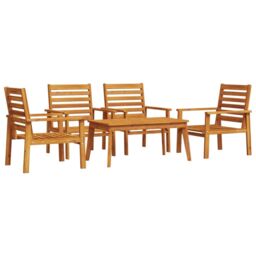 Berkfield Home 5 Piece Garden Lounge Set Solid Wood Acacia in Brown - thumbnail 2