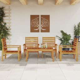 Berkfield Home 5 Piece Garden Lounge Set Solid Wood Acacia in Brown - thumbnail 1