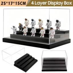 VOGREX Display Case Acrylic Box Stand Clear Perspex Dustproof Figures in Black - thumbnail 4
