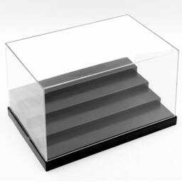 VOGREX Display Case Acrylic Box Stand Clear Perspex Dustproof Figures in Black - thumbnail 1