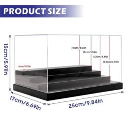 VOGREX Display Case Acrylic Box Stand Clear Perspex Dustproof Figures in Black - thumbnail 2