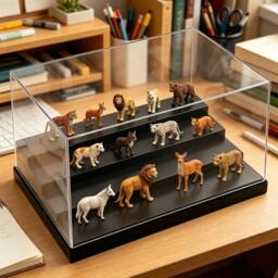 VOGREX Display Case Acrylic Box Stand Clear Perspex Dustproof Figures in Black - thumbnail 3
