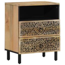 Berkfield Home Bedside Cabinet 50x33x60 cm Solid Wood Mango in Brown - Size: 50 x 33 x 60 cm - thumbnail 1