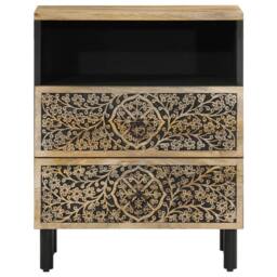 Berkfield Home Bedside Cabinet 50x33x60 cm Solid Wood Mango in Brown - Size: 50 x 33 x 60 cm - thumbnail 5