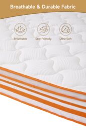 Living and Home Warm Orange Mattress for a Cozy Sleep Experience in White - Size: Double - thumbnail 5