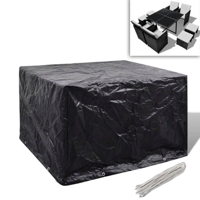 Berkfield Home Garden Furniture Cover 4 Person Poly Rattan Set 8 Eyelets 113 x 113cm in Black - Size: 113 x 113 cm - image 1