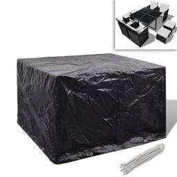 Berkfield Home Garden Furniture Cover 4 Person Poly Rattan Set 8 Eyelets 113 x 113cm in Black - Size: 113 x 113 cm