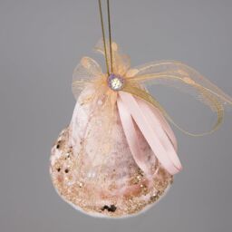 Shatchi 3Pcs Light Pink Santa Bell 8x10cm - Christmas Tree Hanging Decorations Ornaments Fairy Tale - Size: 8x10 cm - thumbnail 4