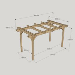 Rutland County Garden Furniture Ltd Double Garden Pergola - Wood - L180 x W300 x H270 cm - Rustic Brown - thumbnail 5