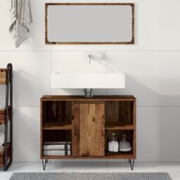 Berkfield Home Old Wood Cabinet Old Wood Engineered wood Medium-sized in Brown - thumbnail 4