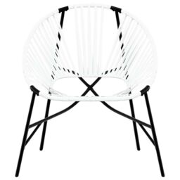 Berkfield Home Garden Egg Chair Black & White Poly Rattan - thumbnail 4