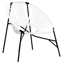 Berkfield Home Garden Egg Chair Black & White Poly Rattan - thumbnail 2