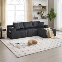 Direct Wicker Modular Sectional Sofa, L Shaped Comfy Cloud Couch in Dark Grey - Size: 3 Seater - thumbnail 8