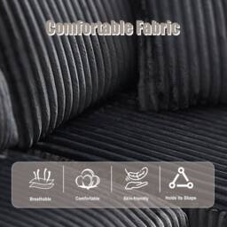 Direct Wicker Modular Sectional Sofa, L Shaped Comfy Cloud Couch in Dark Grey - Size: 3 Seater - thumbnail 3
