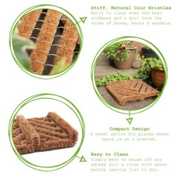 Nicola Spring Coir Knotted Scraper Door Mat - 35 x 30cm in Brown - Size: 30 cm x 35 cm - thumbnail 2