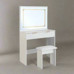 Furniture Maxi Mercury hollywood Style Dressing Table & Stool Set With Led Lighting in White