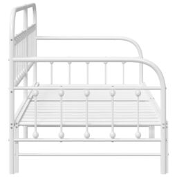 Berkfield Home Daybed Frame with Trundle White 90x200 cm Steel - thumbnail 7