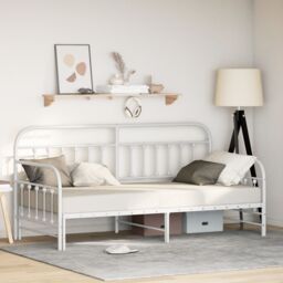Berkfield Home Daybed Frame with Trundle White 90x200 cm Steel