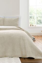 Bianca 'Attica Velvet' Embroidered Bedspread in Natural - thumbnail 1