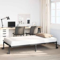 Berkfield Home Elegant Bed Frame without Mattress Foldable Black 80x200 cm Steel - thumbnail 2