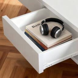 VOGREX Coffee Table With Wooden 2 Drawer Storage Living Room Furniture in White - thumbnail 5