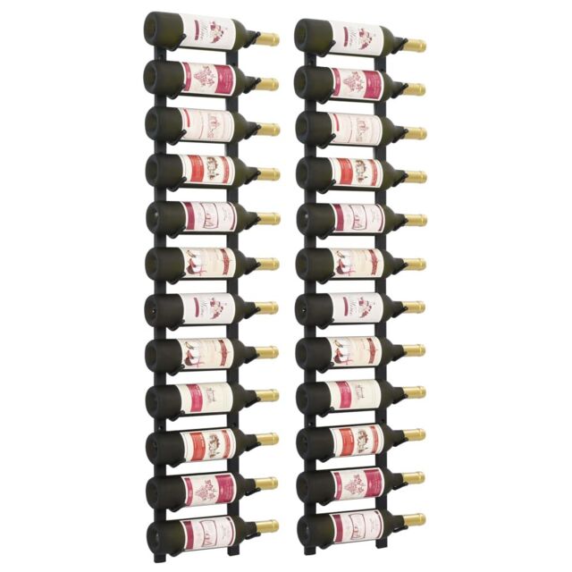 Berkfield Home Wall Mounted Wine Racks for 12 Bottles 2 pcs Black Iron - image 1