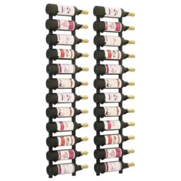 Berkfield Home Wall Mounted Wine Racks for 12 Bottles 2 pcs Black Iron - thumbnail 1