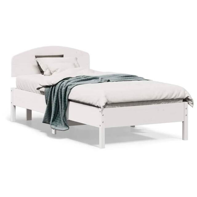 Berkfield Home Bed Frame Frame White 75x190 cm Small Single Solid Wood Pine - image 1