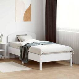 Berkfield Home Bed Frame Frame White 75x190 cm Small Single Solid Wood Pine - thumbnail 2