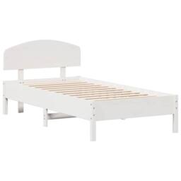Berkfield Home Bed Frame Frame White 75x190 cm Small Single Solid Wood Pine - thumbnail 3