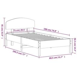 Berkfield Home Bed Frame Frame White 75x190 cm Small Single Solid Wood Pine - thumbnail 9