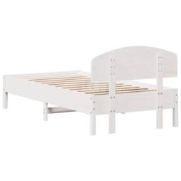 Berkfield Home Bed Frame Frame White 75x190 cm Small Single Solid Wood Pine - thumbnail 6
